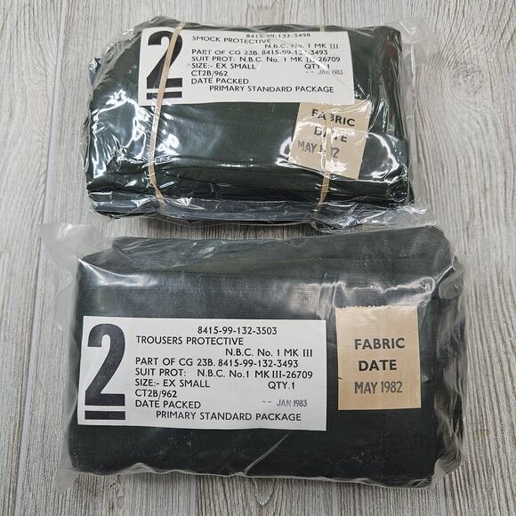 Vintage British NBC Protective Suit Smock Trousers Set XS Mk III 1983 Ex Small - Picture 1 of 5